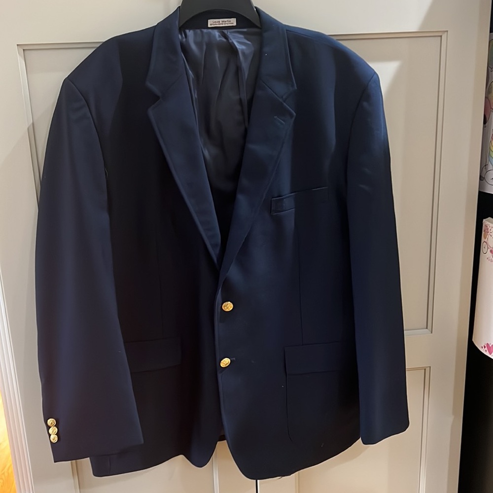 Louis Martin polyester wool blend navy blazer size 48R - Picture 3 of 5